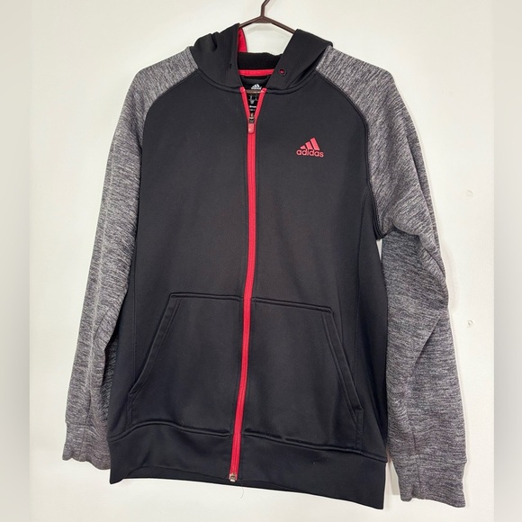 🎉4/30$🎉 Adidas Black & Grey Full Zip Hoodie - Small 🏃‍♂️ - Picture 1 of 5